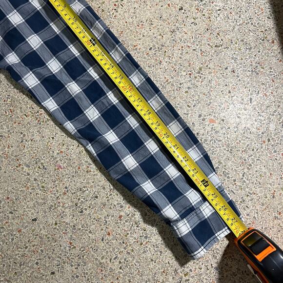 Abercrombie & Fitch Muscle Button Down Long Sleeve Navy White, Size L - Picture 4 of 11